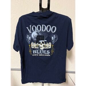 New Orleans Voodoo Blues Mens XL Navy Skull Jazz Souvenir Graphic Tee